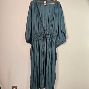 NEVER WORN TIME & TRU LACED KIMONO / SWIM COVER UP EMERALD GREEN SIZE 3X